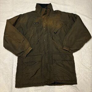 Vtg Columbia Men Insulated sleeve Workwear Parka Jacket Olive Green L *READ DESC